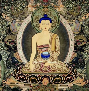 Traditional painting of the Buddha in meditation